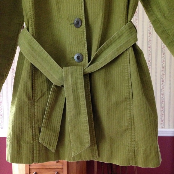 J Jill Jacket Coat Green Corduroy Belt *Read - Picture 2 of 8